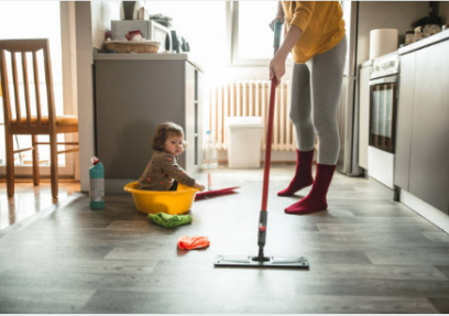 a kitchen being cleaned in a Needham MA home 5 star house cleaning