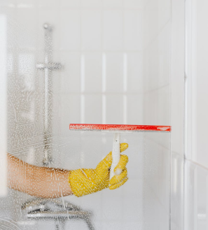 interior shower door cleaning in a home in Weston ct and fairfield county